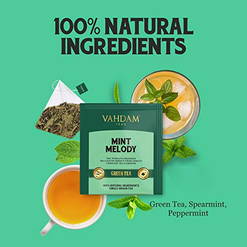 Vahdam, Mint Green Tea, 30 Tea Bags | Garden Fresh Mint Green