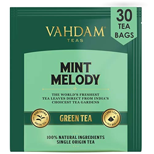 Vahdam, Mint Green Tea, 30 Tea Bags | Garden Fresh Mint Green