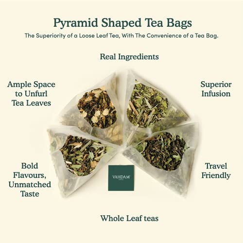 VAHDAM, Organic Green Tea Bags from Himalayas 100 Pyramid Tea B...