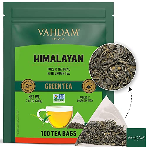 VAHDAM, Organic Green Tea Bags from Himalayas 100 Pyramid Tea B...