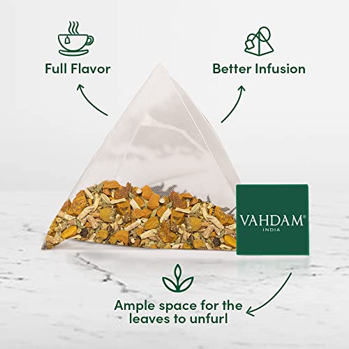 VAHDAM, ORGANIC Turmeric Chamomile Herbal Tea 100 Tea Bags | C...