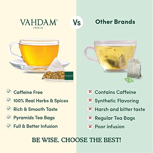 VAHDAM, Organic Turmeric Chamomile Tea Bags 15 Count Herbal Te...