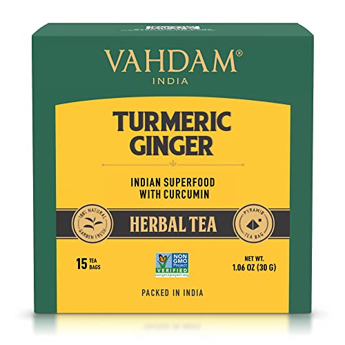 VAHDAM, Organic Turmeric Ginger Superfood Blend 15 Pyramid Tea ...