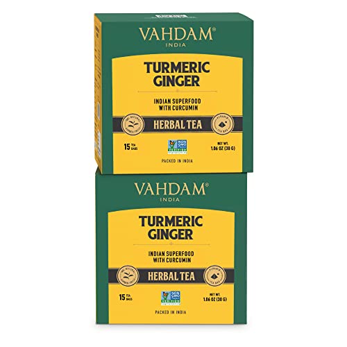 VAHDAM, Organic Turmeric Ginger Superfood Blend 30 Pyramid Tea ...