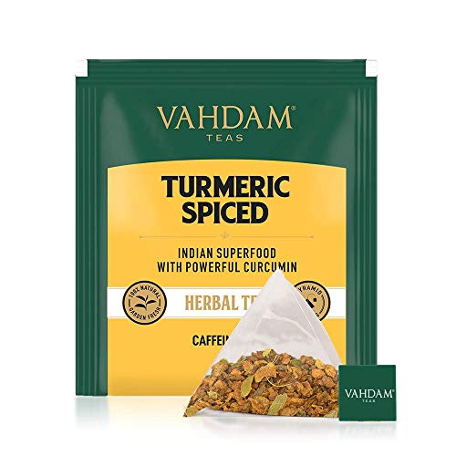 Vahdam, Organic Turmeric Spiced Herbal Tea 100 Tea Bags | Usda