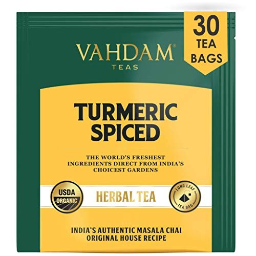 Vahdam, Organic Turmeric Spiced Herbal Tea 30 Tea Bags | Usda