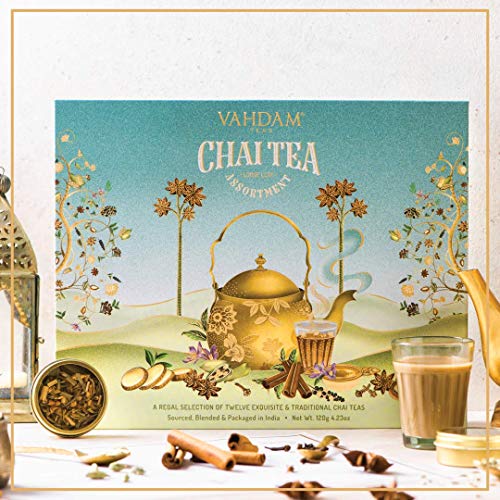 Vahdam, Tea Assortment Gift Set - 12 Assorted Chai Teas In A Lux