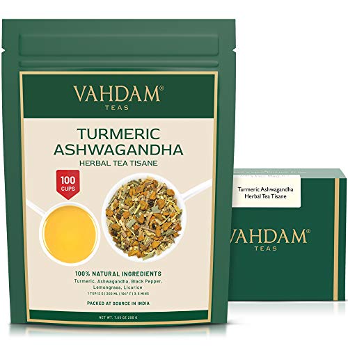 VAHDAM, Turmeric Ashwagandha Herbal Tea 100 Cups Herbal Blend ...