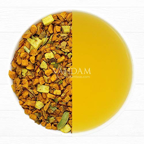 Vahdam, Turmeric Saffron Herbal Tea Loose Leaf 50 Cups| Blend