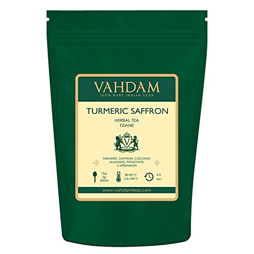 Vahdam, Turmeric Saffron Herbal Tea Loose Leaf 50 Cups| Blend