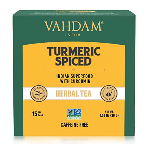 VAHDAM, Turmeric Spiced Herbal Tea 15 Tea Bags | Nutritious Bl...