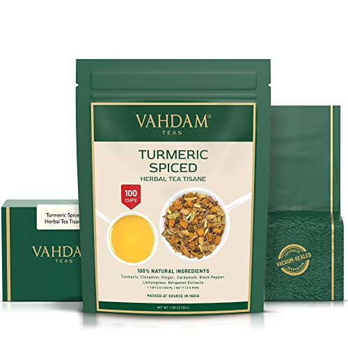 Vahdam, Turmeric Spiced Herbal Tea Tisane 100 Cups | Indias A