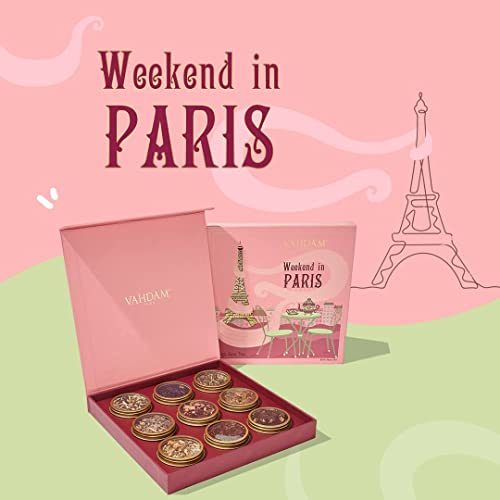 Vahdam, Weekend In Paris Tea Gift Sets | 9 Assorted Herbal Teas,