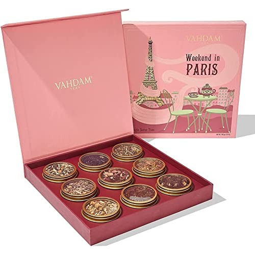 Vahdam, Weekend In Paris Tea Gift Sets | 9 Assorted Herbal Teas,