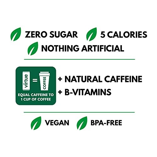 Virtue Clean Energy - Zero Sugar Natural Energy Drink, 12 Pack