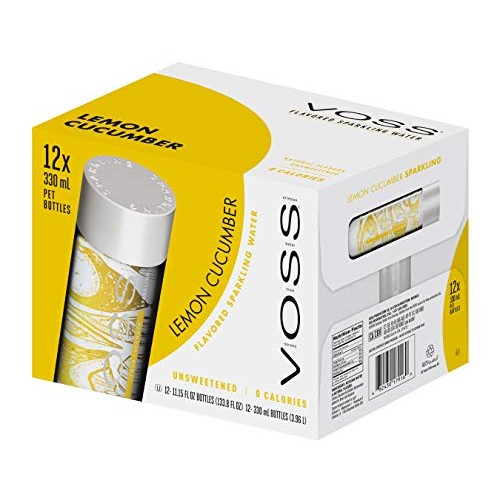 VOSS Water Flavored Sparkling Water, Lemon Cucumber, 330 ml Plas...