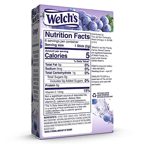 Welchs Singles To Go Water Drink Mix - Powder Sticks, 12 Boxes ...