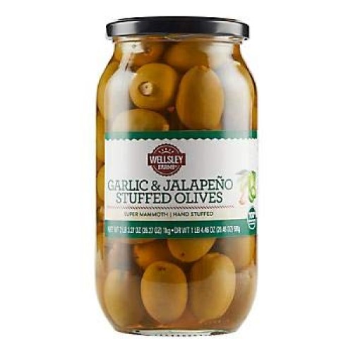 Garlic And Jalapeno Super Mommoth Stuffed Olives From Greece, 35