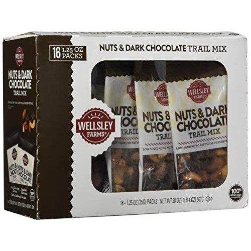 Wellsley Farms Nut &Amp; Dark Chocolate Trail Mix 16Count 1.25 Oz Ne