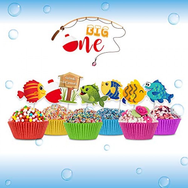 Fishing Cupcake Toppers, Printable Cupcake Toppers, Big One Birthday,  Birthday Cupcake Toppers, Fishing Birthday, Fishing Party Cupcakes, A1
