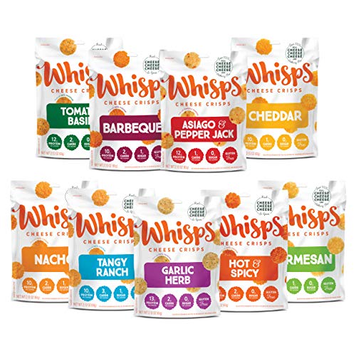 Whisps Cheese Crisps 9-Flavor Variety Pack | Tomato Basil, Barbe