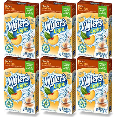 Wylers Light Singles To Go Iced Tea With Peach, 8 Packets Insid