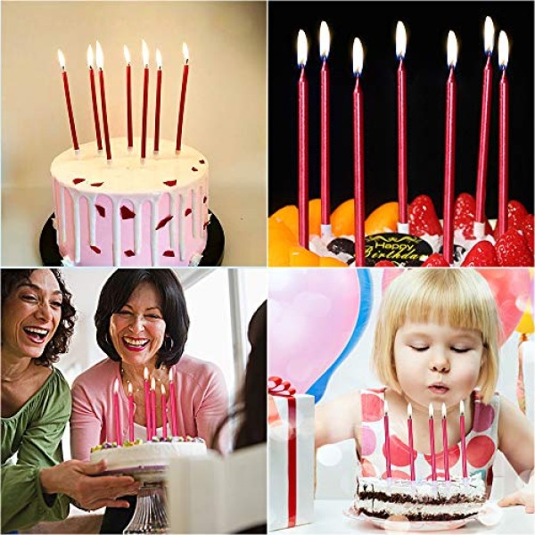 Nuanchu 12 Pieces Birthday Cake Candles Long Thin Holiday