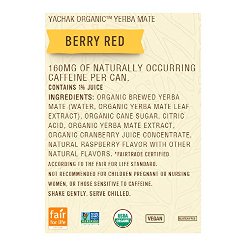 Yachak Yerba Mate Drink, Berry Red, 15.5 Fl Oz, Pack Of 12