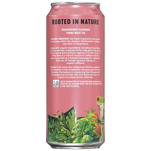 Yachak Yerba Mate Drink, Passionfruit, 16 Fl Oz Pack of 12