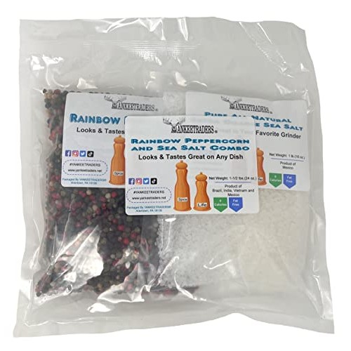 YANKEETRADERS Rainbow Peppercorn Blend & Sea Salt Packs for Mil...