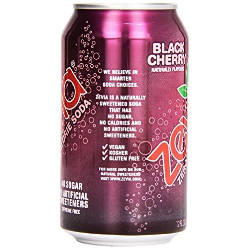 Zevia All Natural Soda, Black Cherry Zero, 12 Fl Oz Pack Of 6