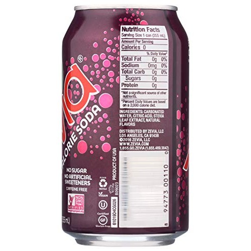 Zevia All Natural Soda, Black Cherry Zero, 12 Fl Oz Pack Of 6