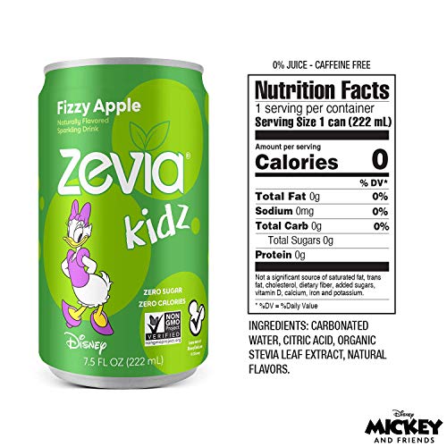 Zevia Kidz, Fizzy Apple, 7.5 Ounce Cans Pack Of 24