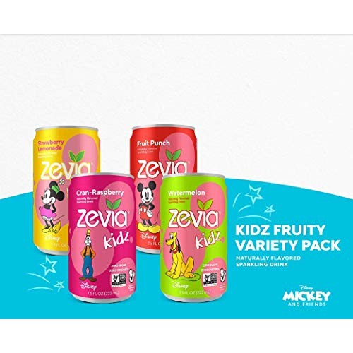 Zevia Kidz Fruity Variety, 4 Flavors, 7.5 Ounce Cans Pack Of 24