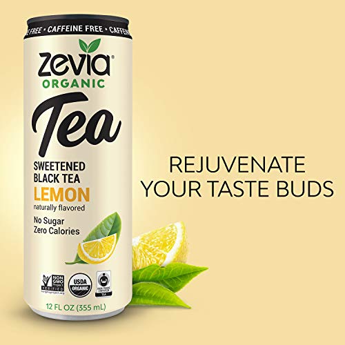 Zevia Caffeine Free Organic Black Tea Lemon, 12 Count, Sugar-Fre