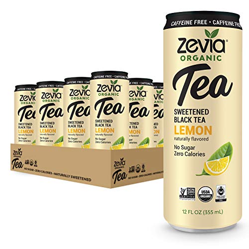 Zevia Caffeine Free Organic Black Tea Lemon, 12 Count, Sugar-Fre