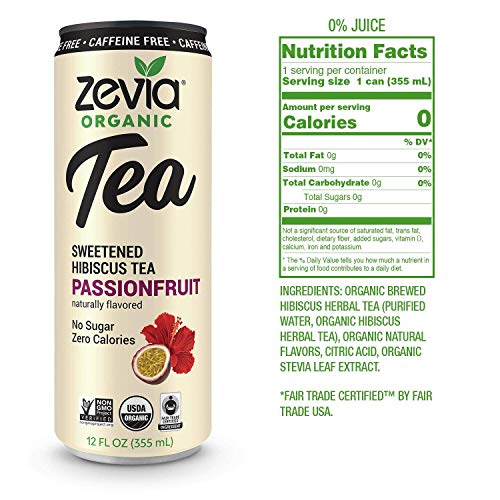 Zevia Organic Sugar Free Iced Tea, Caffeine Free Hibiscus Tea Pa