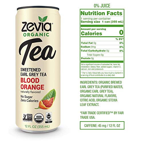 Zevia Organic Earl Grey Tea Blood Orange, 12 Count, Sugar-Free B