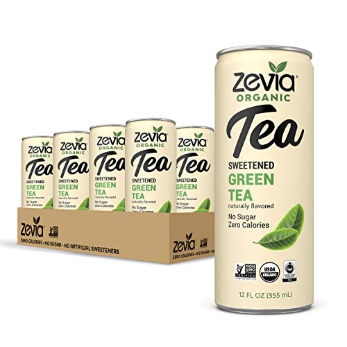 Zevia Organic Sugar Free Iced Tea, Green Tea, 12 Ounce Cans, Pa...