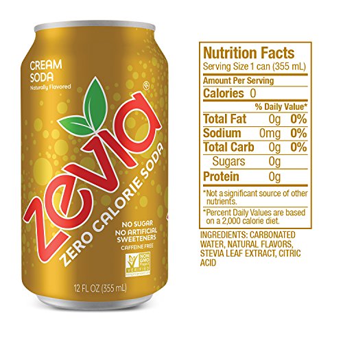 Zevia Zero Calorie Cream Soda, Naturally Sweetened, 12 Fl Oz Can