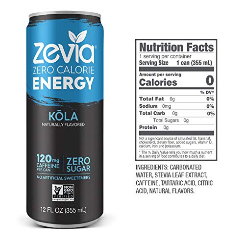 Zevia Zero Calorie Energy Drink Naturally Sweetened Energy Drink