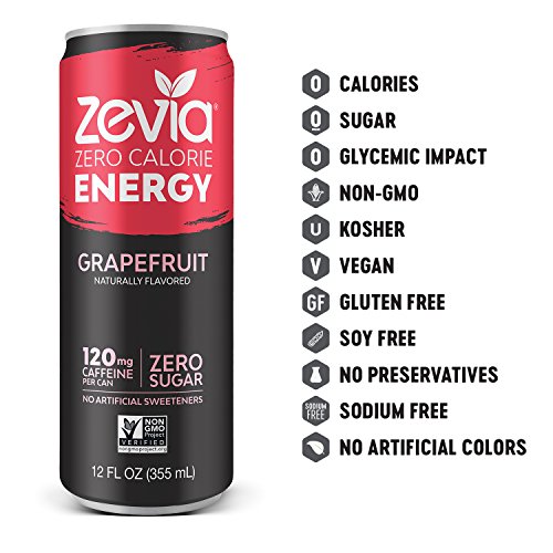 Zevia Zero-Calorie, Naturally Sweetened Energy Drink, Grapefruit