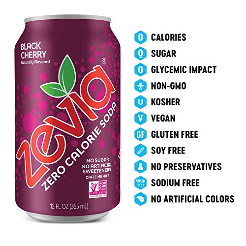 Zevia Zero Calorie Soda Can, Black Cherry, Naturally Sweetened S