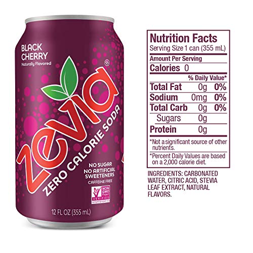 Zevia Zero Calorie Soda Can, Black Cherry, Naturally Sweetened S