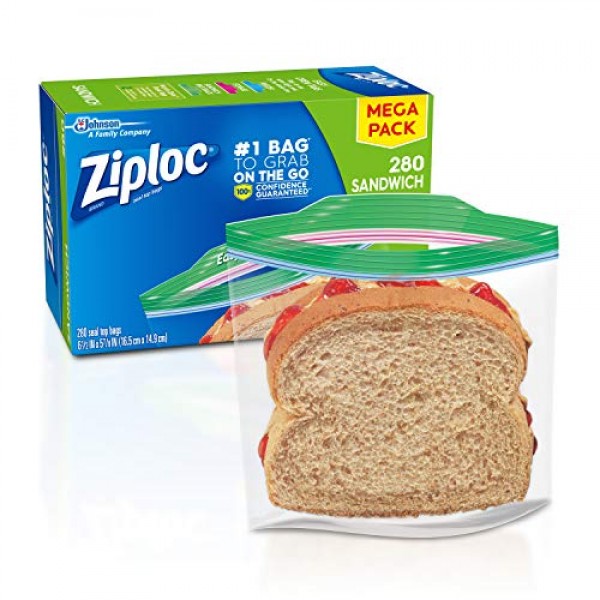 Ziploc Sandwich Bags, Easy Open Tabs, 280 Count