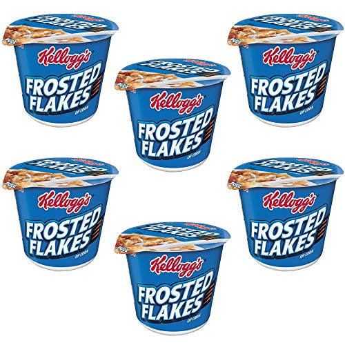 Kellogg's 01468 Frosted Flakes Breakfast Cereal - Pack of 6, 2.1 oz. serving size cups