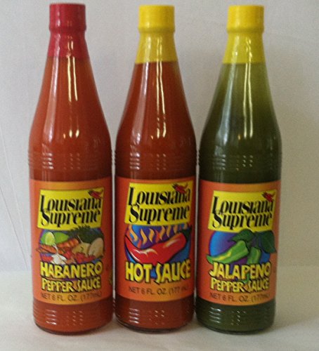 Louisiana Supreme Hot Sauce in 3 Flavors, Hot Red Pepper, Habanero Pepper Sauce, Jalapeno Pepper Sauce